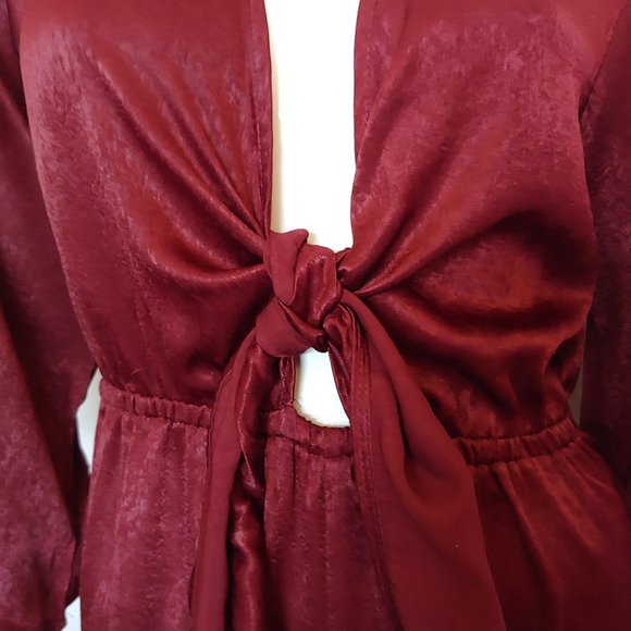 Perfectly Priscilla Classic Attraction palazzo maroon wine colored jumpsuit NWT - Picture 4 of 8